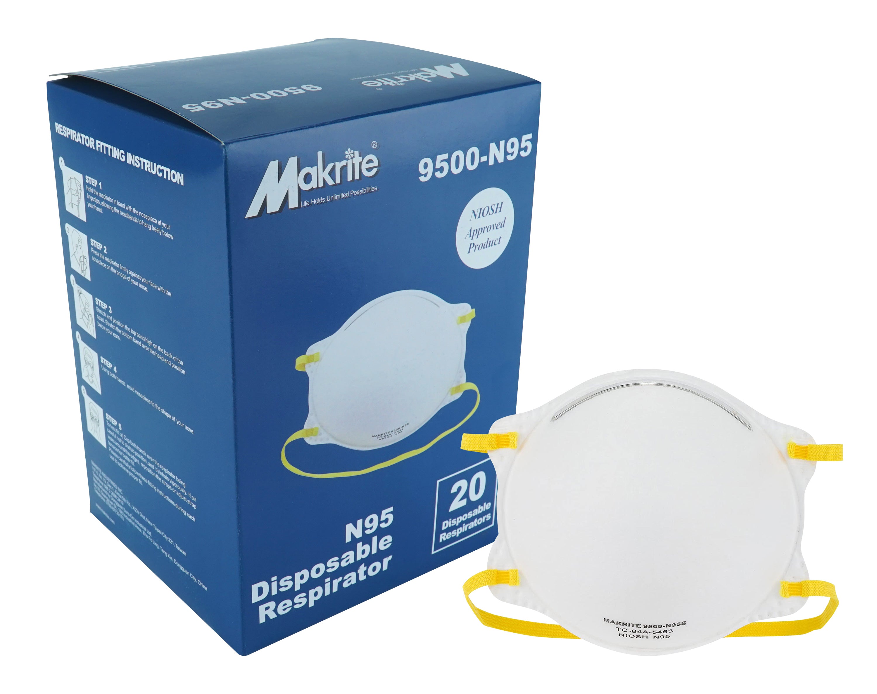 Disposable NIOSH N95 Masks - 20 per Box - White