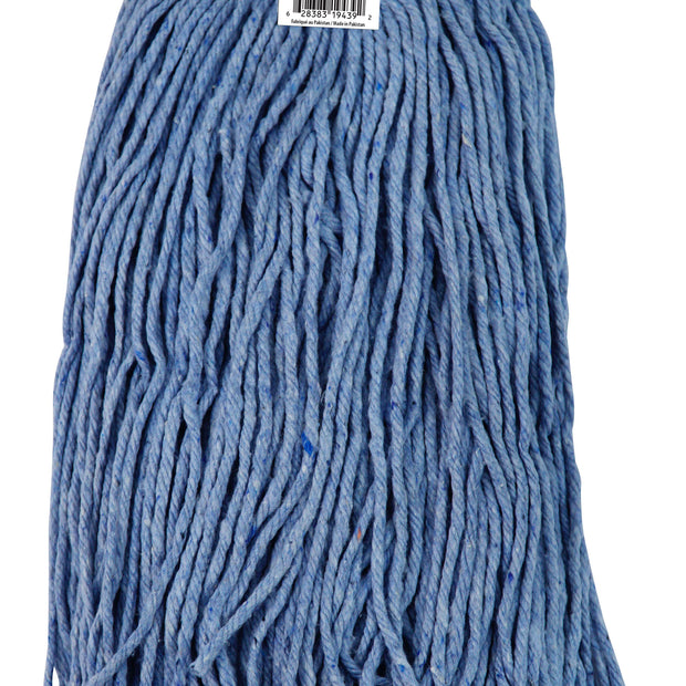 Synthetic String Mop Replacement Head - Very Small (12 oz / 340 g) - with Narrow Strips and Looped End - Blue - Attax Â® Pro