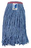 Synthetic String Mop Replacement Head - Medium (20 oz / 567 g) - with Narrow Strips and Looped End - Blue - Attax Â® Pro