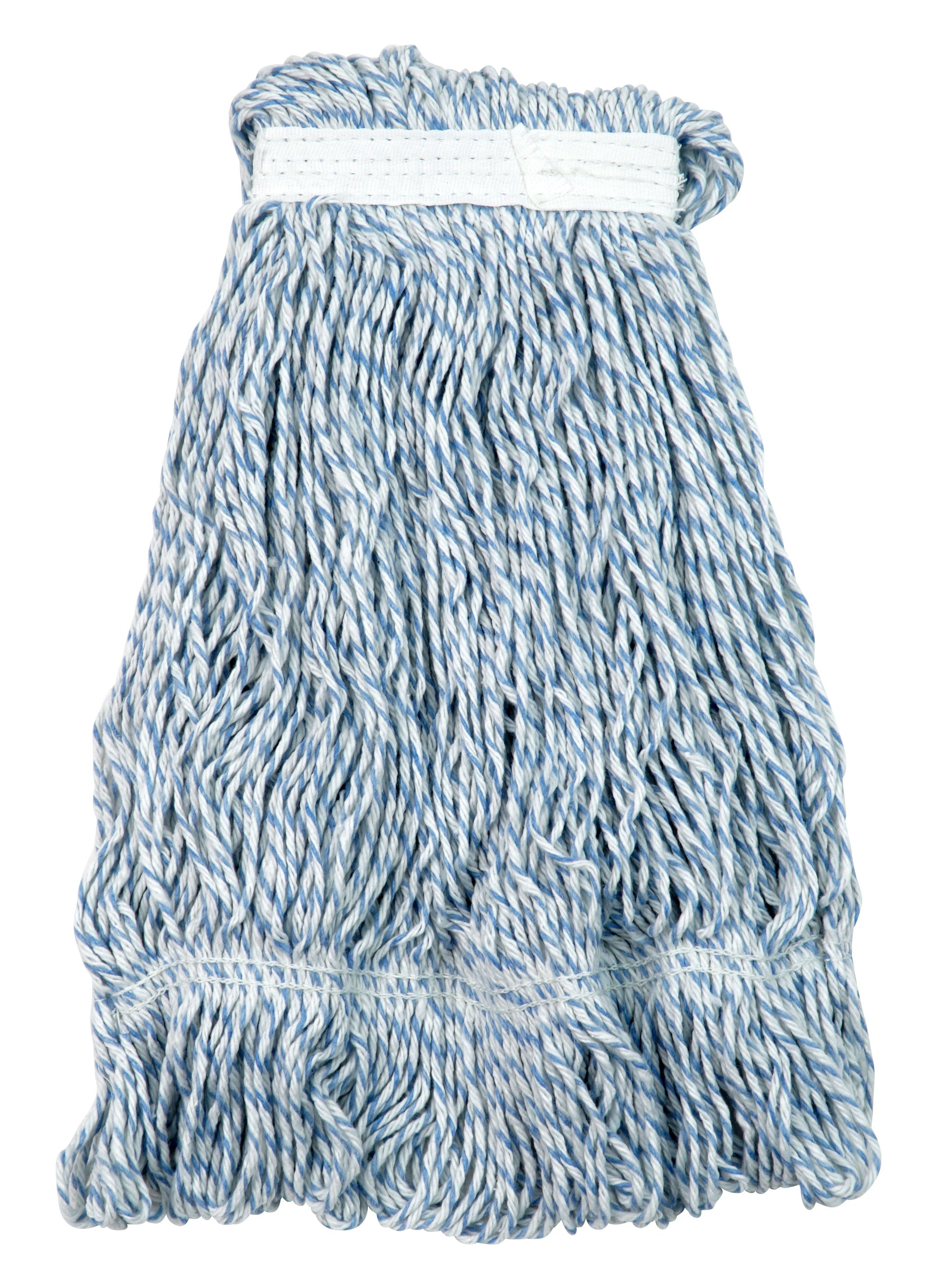 String Mop Replacement Head - Large (16 oz / 454 g) - For Waxing - With Narrow Bands and Fine Strings - White & Blue