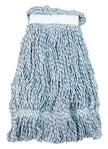 String Mop Replacement Head - Large (16 oz / 454 g) - For Waxing - With Narrow Bands and Fine Strings - White & Blue