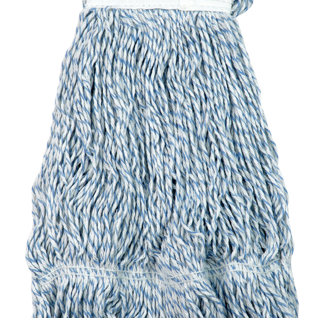 String Mop Replacement Head - Large (16 oz / 454 g) - For Waxing - With Narrow Bands and Fine Strings - White & Blue