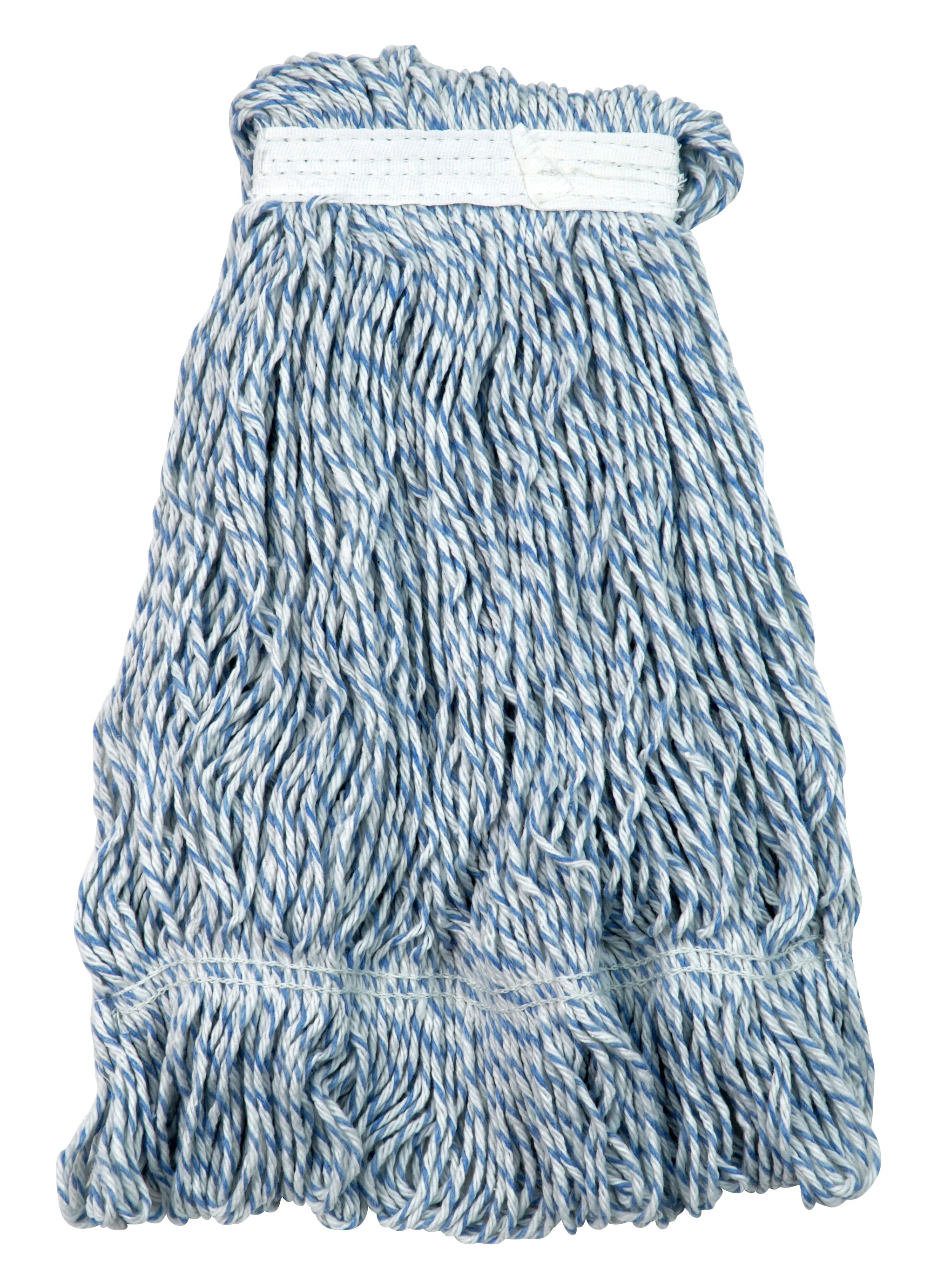 String Mop Replacement Head - Large (24 oz / 680 g) - For Waxing - With Narrow Bands and Fine Strings - White & Blue - Select FCIS24