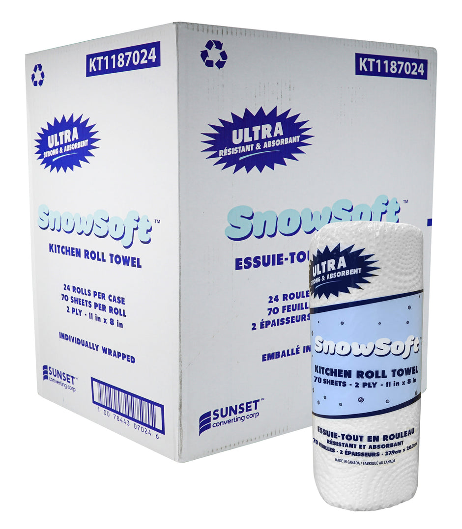 Paper Towel - 2-ply - Box of 24 Rolls of 70 sheets - 11'' X 8'' - KT1187024 - SUN7070