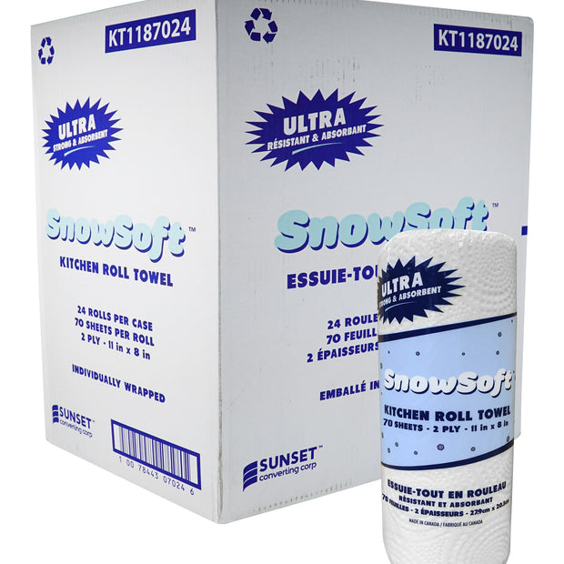 Paper Towel - 2-ply - Box of 24 Rolls of 70 sheets - 11'' X 8'' - KT1187024 - SUN7070