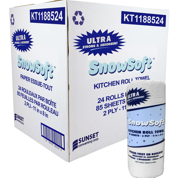 Paper Towel SUNSET Snow Soft - 2-Ply - Box of 24 Rolls of 85 Sheets - 11" X 8" - 7085
