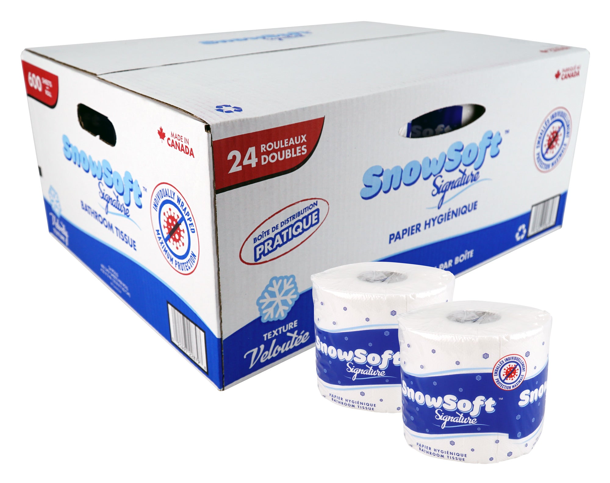 Virgin Bathroom Tissue Snow Soft Signature - 2-ply - 24 Rolls of 600 sheets - 24600SS