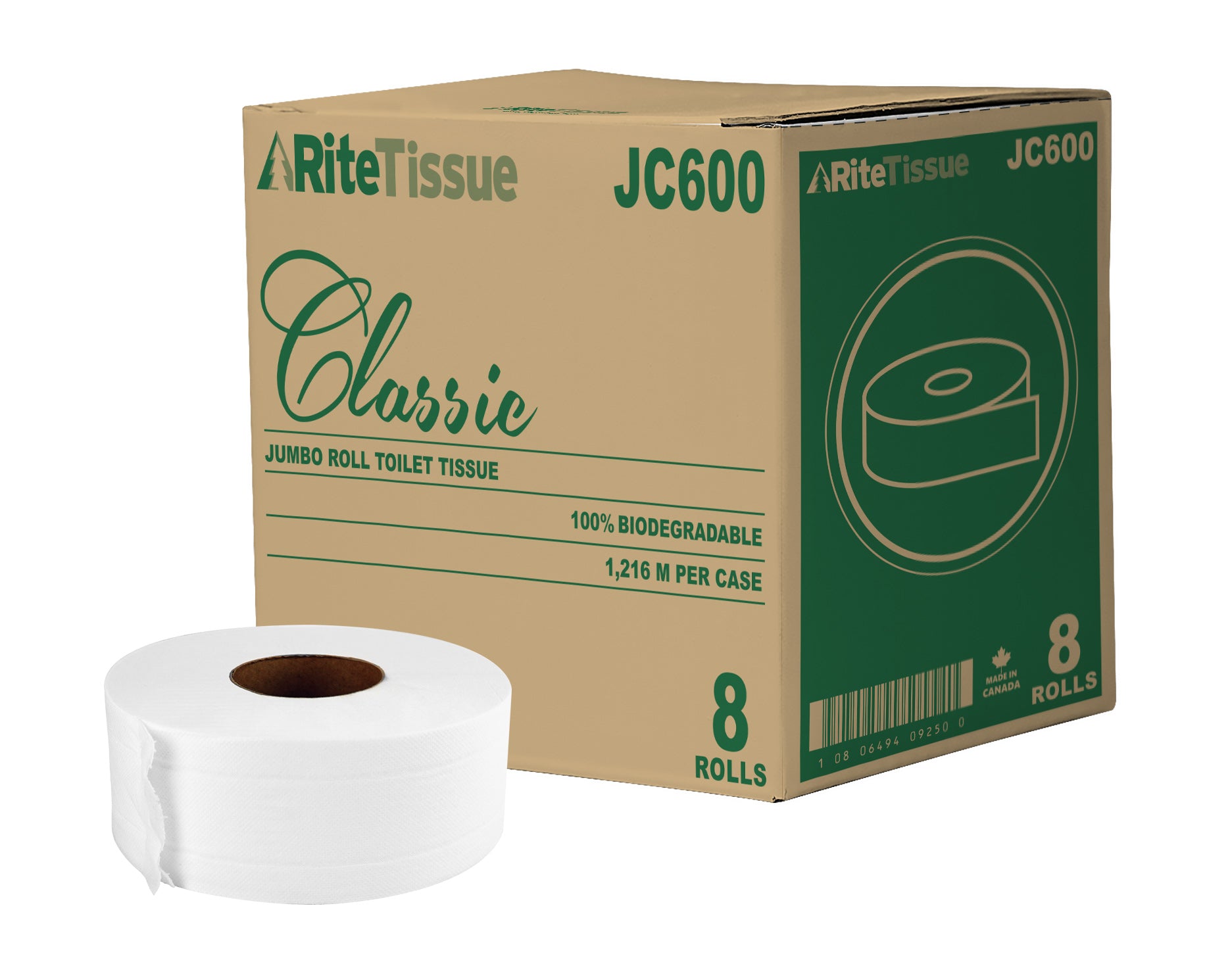 Commercial Bathroom Tissue - 2-Ply - Box of 8 Rolls - 3,3