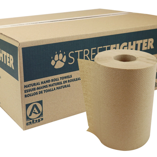 Hand Paper Towel - 8" (20 cm) Wide - 350' (106 m) Roll - Box of 12 Rolls - Brown