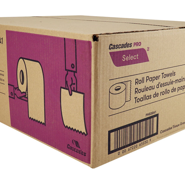 Paper Hand Towel - 7.9" (20.1 cm) - Width - Roll of 350' (106.6 m) - Box of 12 Rolls - White - Cascades Pro H030