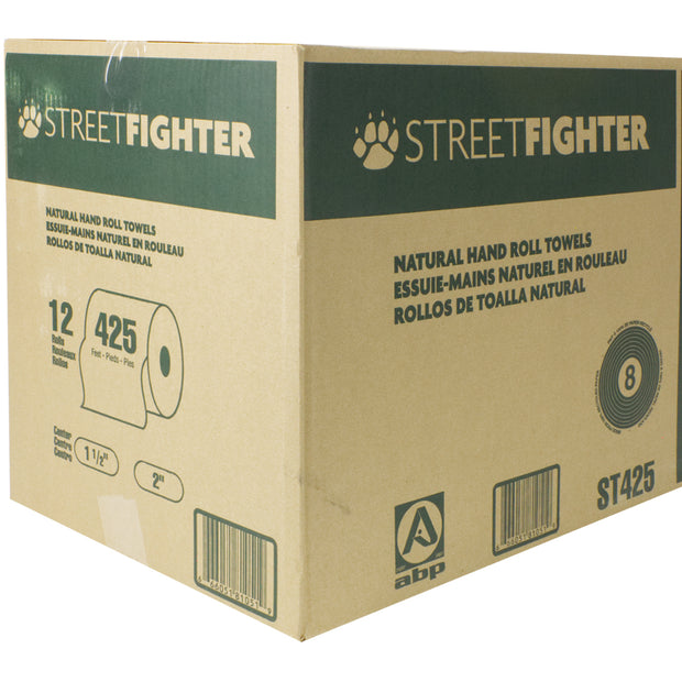 Paper Hand Towel - Roll of 425' (129.5 m) - Box of 12 Rolls - Brown - Streetfighter ABP ST425