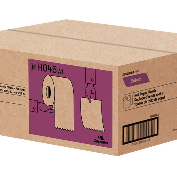 Paper Hand Towel - 7.8" (19.8 cm) - Width - Roll of 425' (129.5 m) - Box of 12 Rolls - Brown - Cascades Pro H045