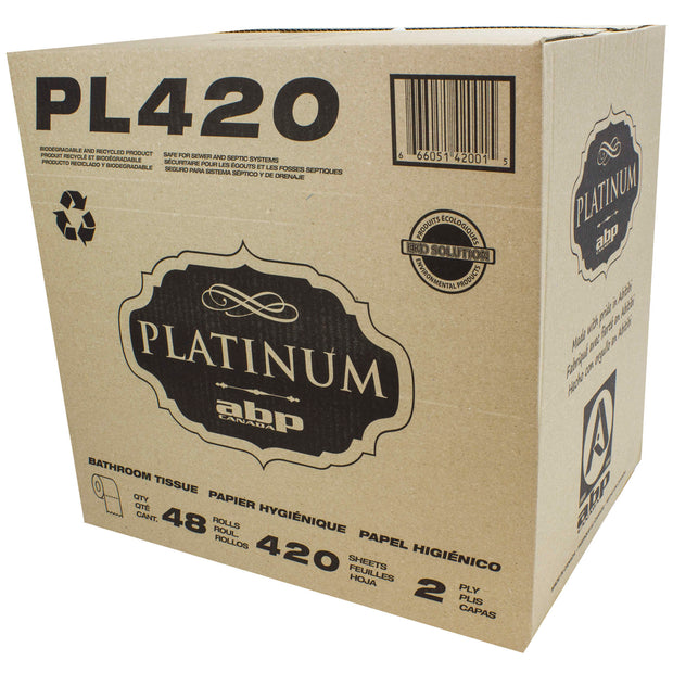 Bathroom Tissue - 2-Ply - Box of 48 Rolls of 420 Sheets - White - Platinum PL420