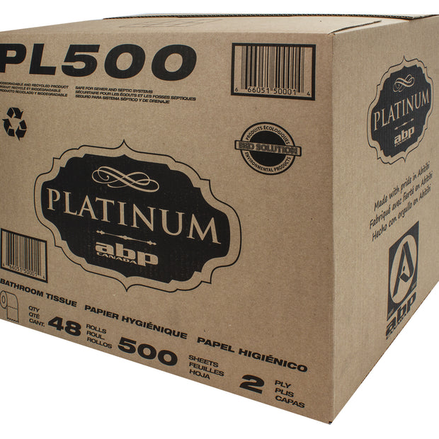 Bathroom Tissue - 2-Ply - Box of 48 Rolls of 500 Sheets - White - Platinum PL500