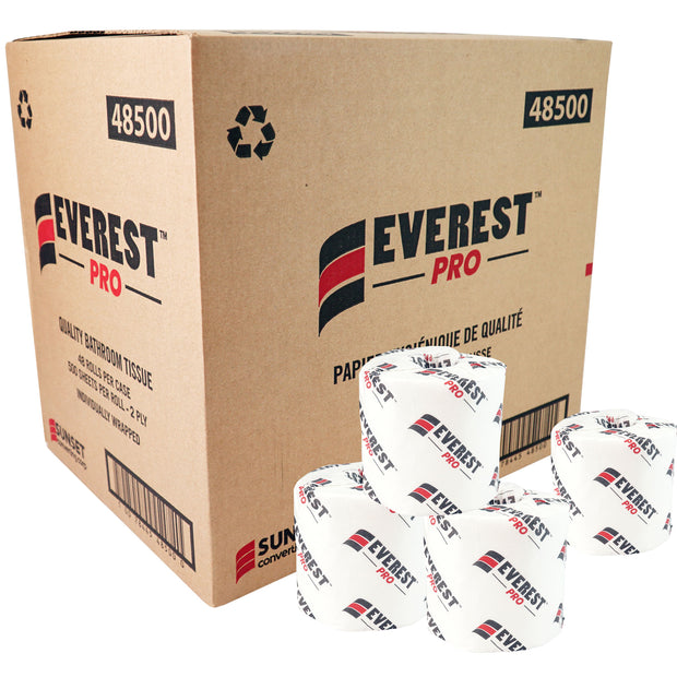 Quality Bathroom Tissue - 2-Ply - Box of 48 Rolls of 500 Sheets - SUNSET Everest Pro 48500