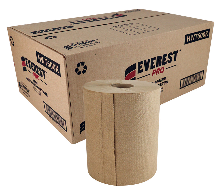 Hand Paper Towel - Roll of 600' (182,8 m) - Box of 6 Rolls - Brown - SUN600K