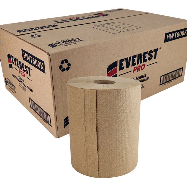 Hand Paper Towel - Roll of 600' (182,8 m) - Box of 6 Rolls - Brown - SUN600K