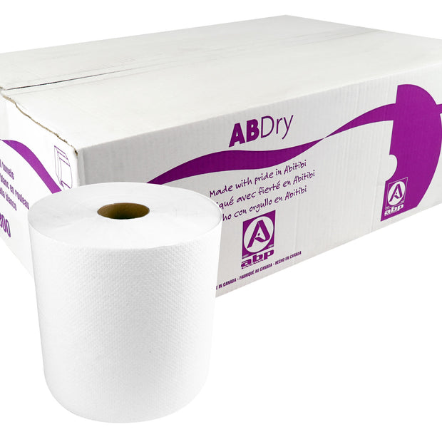 Paper Hand Towel - Roll of 800' (243.8 m) - Box of 6 Rolls - White - StreetFighter ABD8002