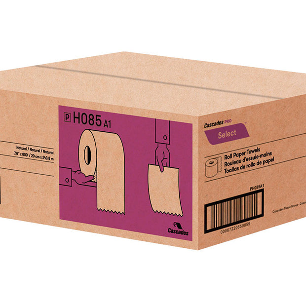 Paper Hand Towel - 7.9" (120 cm)  Width - Roll of 800' (243.4 m) - Box of 6 Rolls - Brown - Cascades Pro H085