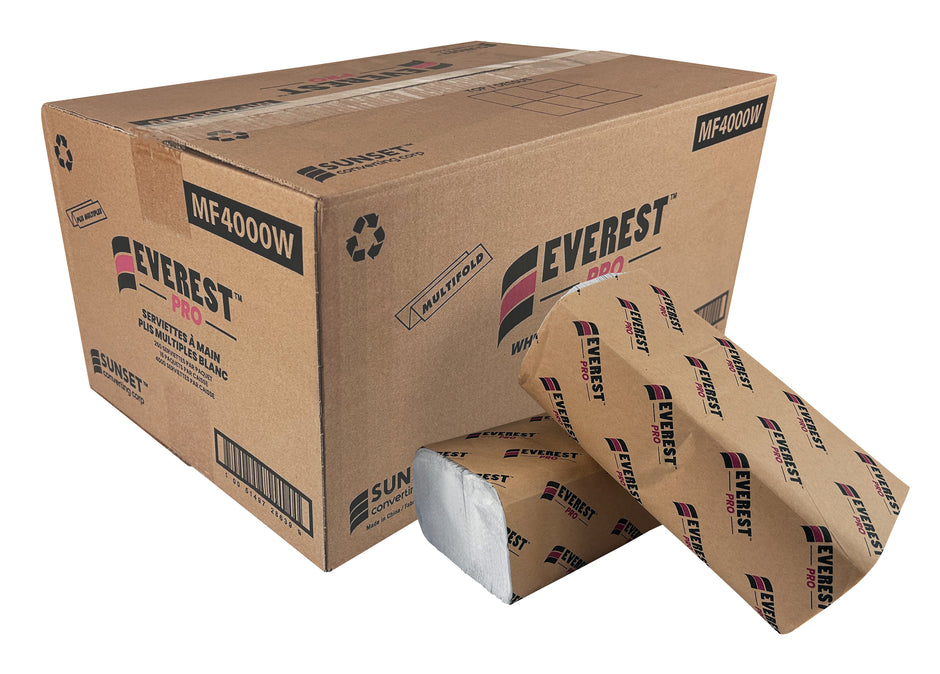 Hand Towels - 250 per Pack - 16 Packs per Box  - Mutiple Folds - White