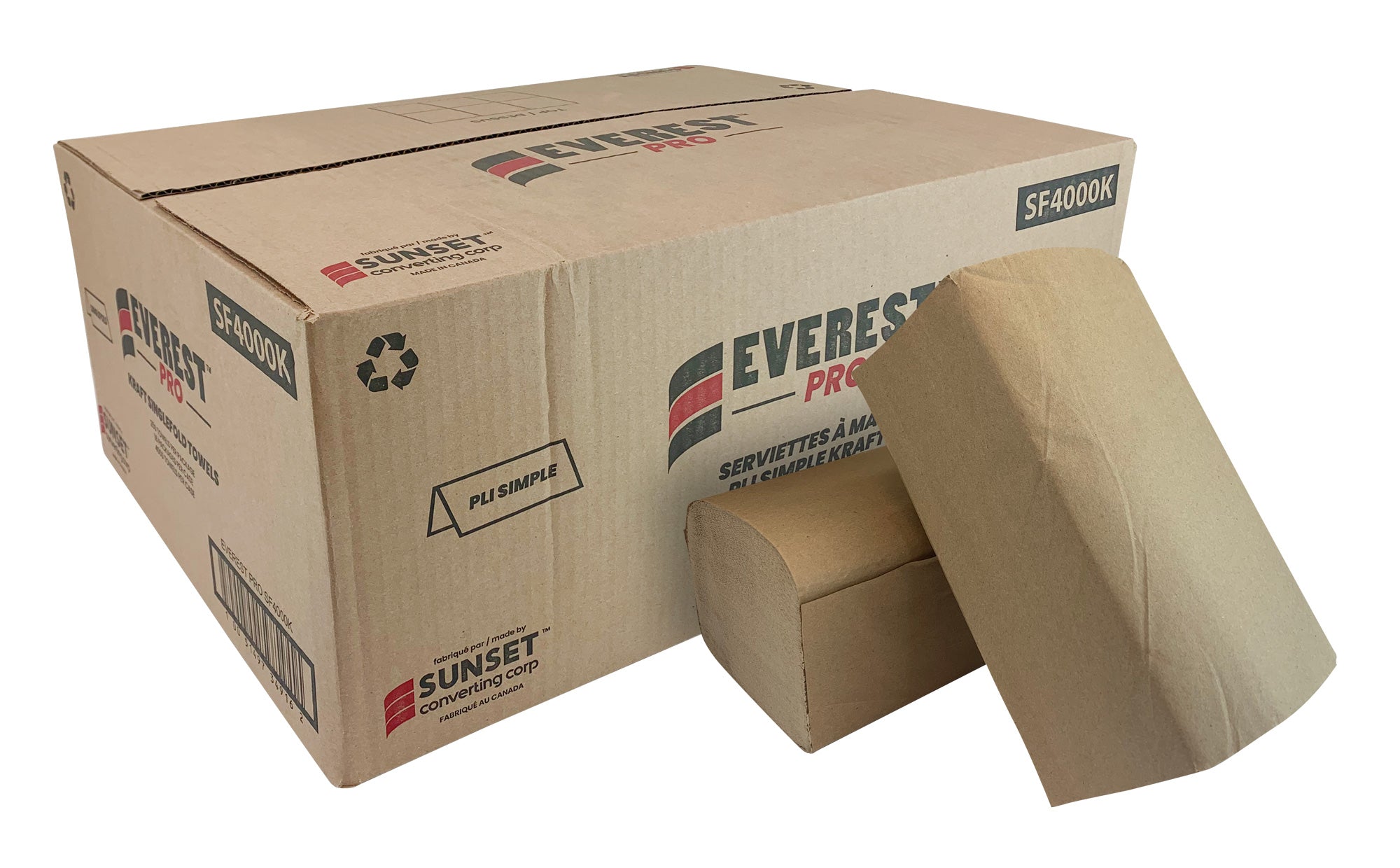 Hand Towels - 250 per pack - 16 packs per box  - Single fold - Brown
