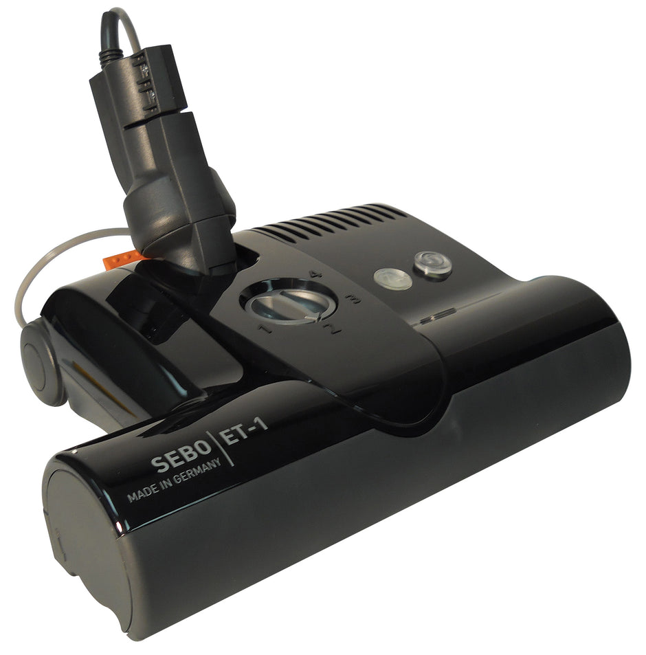 Power Nozzle - 12" (30.5 cm) Width - Adjustable Height - Black - Geared Belt - Plastic Roller Brush - Sebo ET-1F2 BLACK