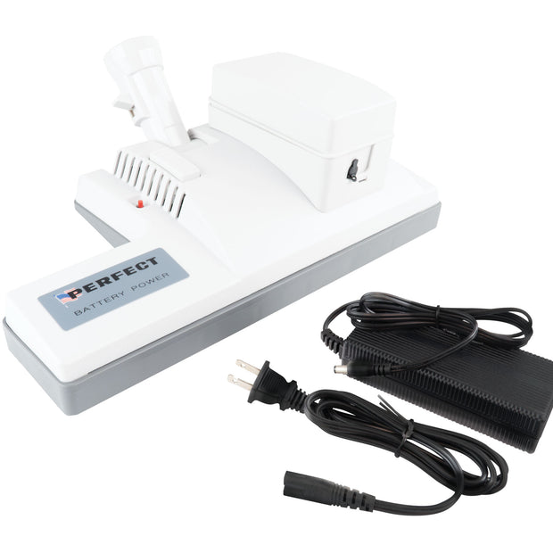 Power Nozzle - 12" (30.5 cm) Width - White - V-Shaped Belt - Wireless with Charger - Wood Roller Brush - Perfect PN1BW
