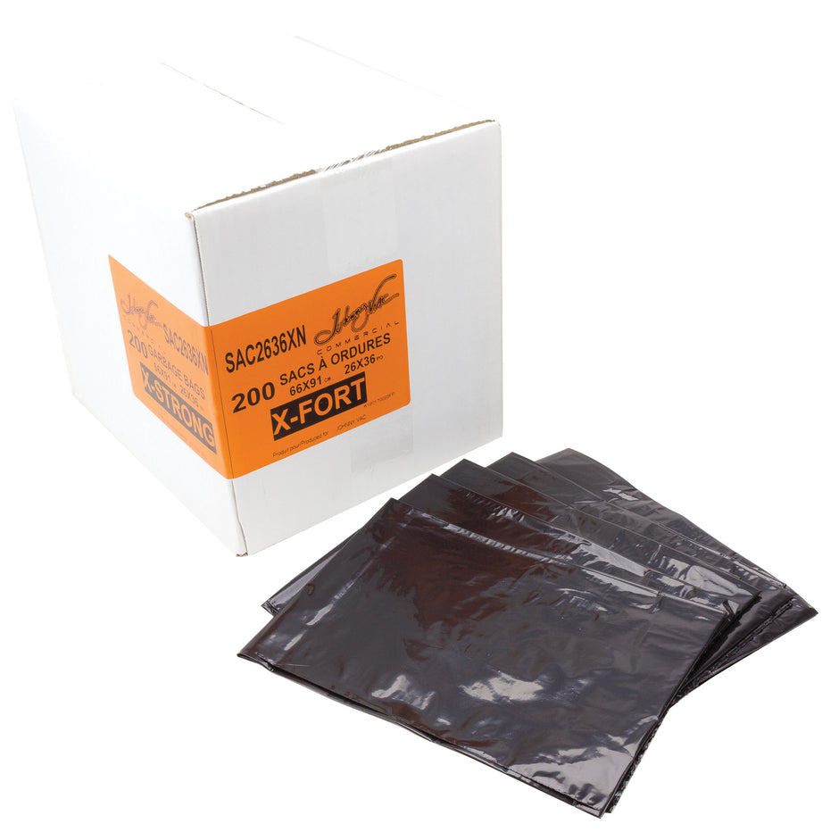 Commercial Garbage / Trash  Bags - Extra Strong - 26" x 36" (66 cm x 91.6 cm) - Black - Box of 200