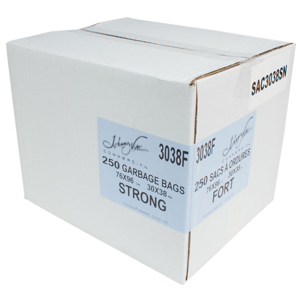 Commercial Garbage / Trash Bags - Strong - 30" X 38" (76.2 cm x 96.5 cm) - Black - Box of 200