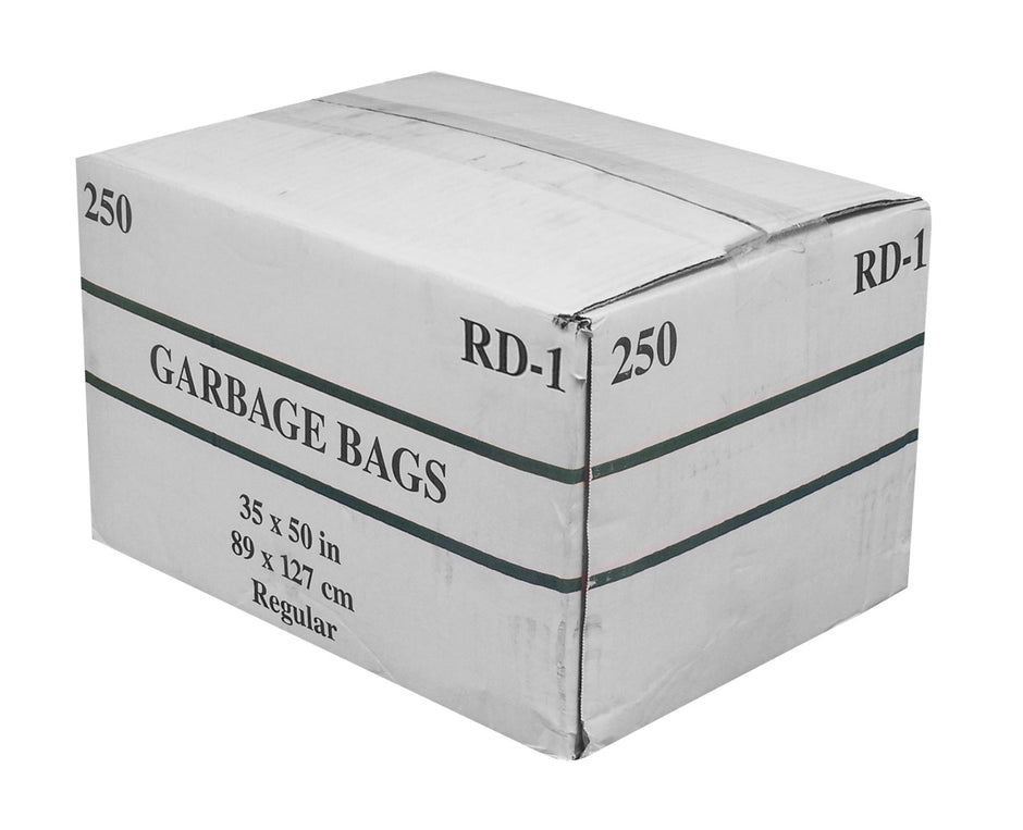 Commercial Garbage / Trash Bags - Regular - 35" x 50" (88.9 cm x 127 cm) - Black - Box of 250