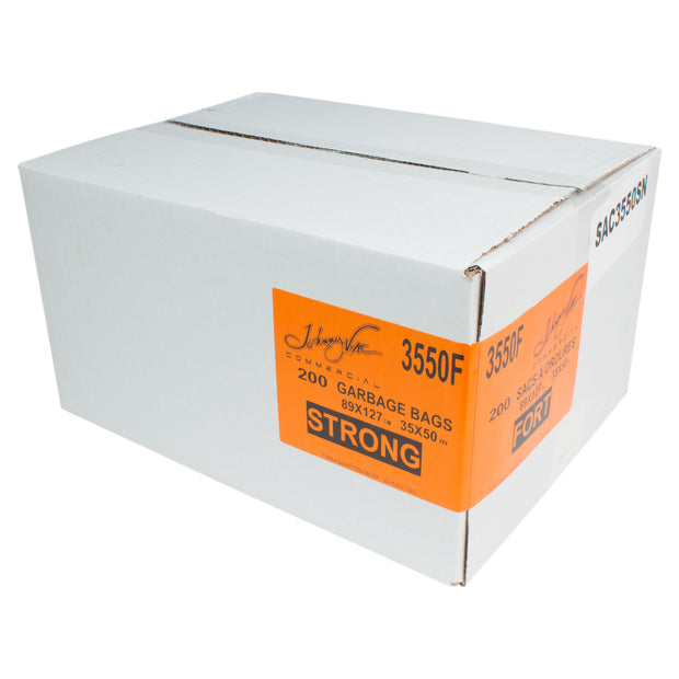 Commercial Garbage / Trash Bags - Strong - 35" x 50" (88.9 cm x 127 cm) - Black - Box of 125