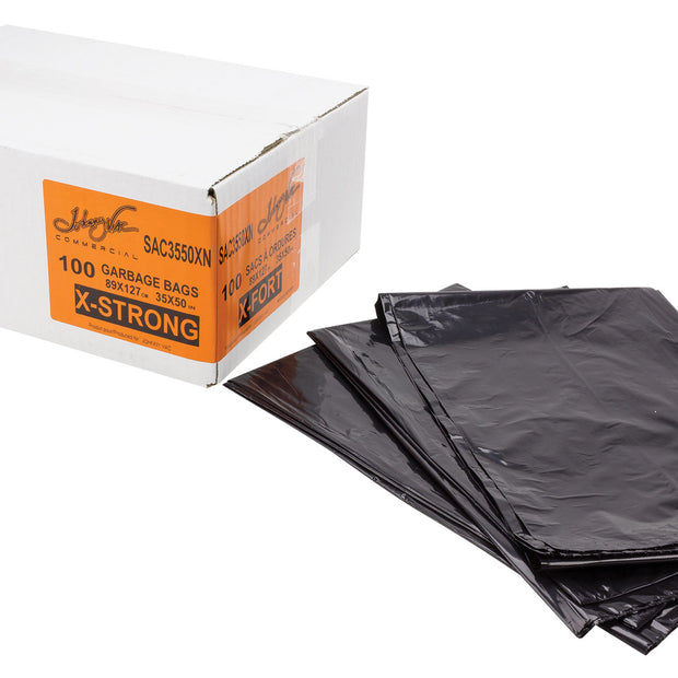 Commercial Garbage / Trash Bags - Extra Strong - 35" x 50" (88.9 cm x 127 cm) - Black - Box of 100