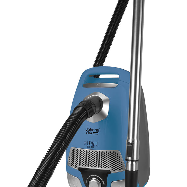 Canister Vacuum - Johnny Vac Silenzio - HEPA Filtration - HEPA Bag - Telescopic Handle - Set of Brushes - Blue