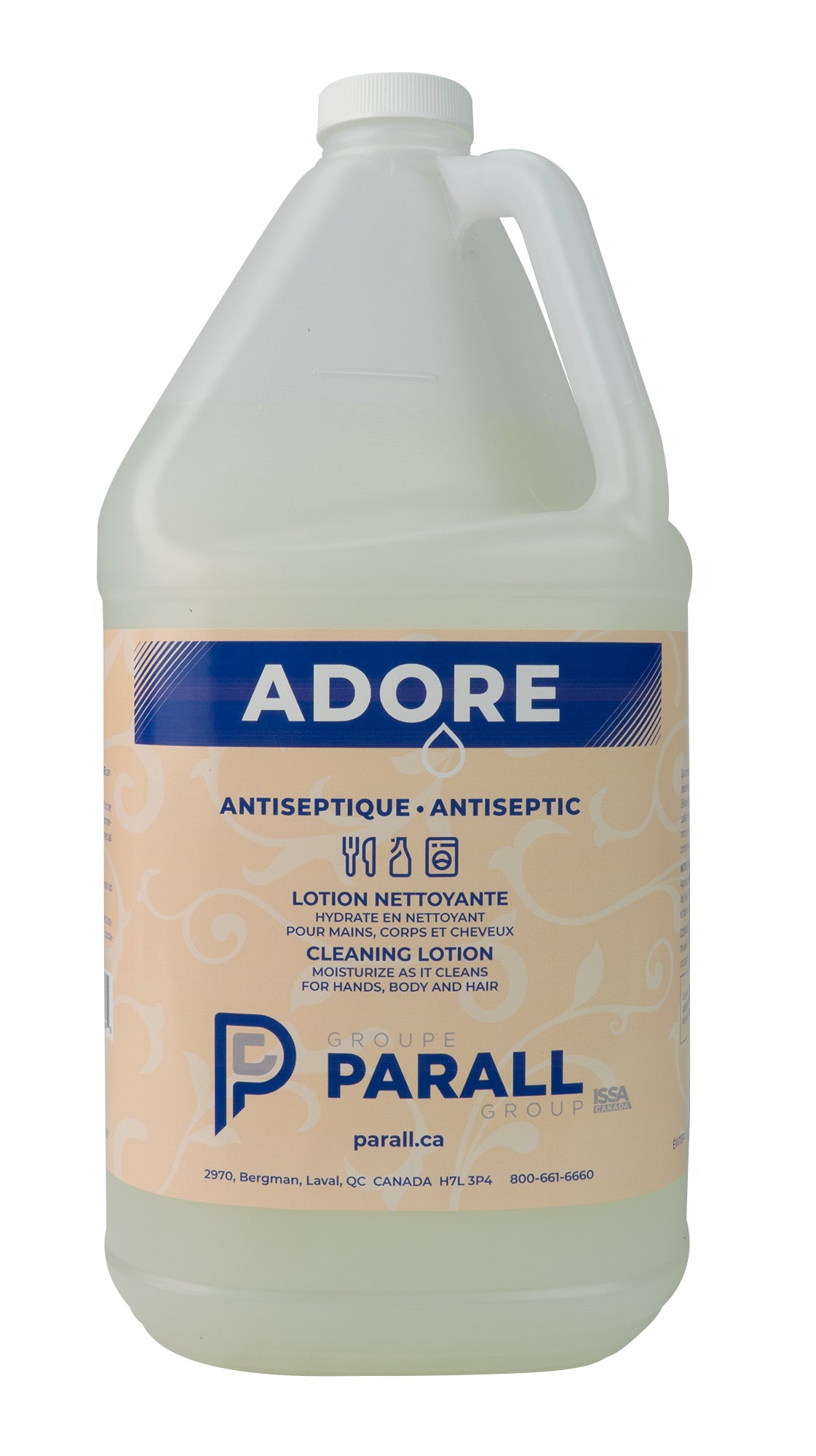 Antibacterial Cleaning Lotion - for Hands, Body and Hair - 1.06 gal (4 L) - Adore - Disinfectant for use against coronavirus (COVID-19)
