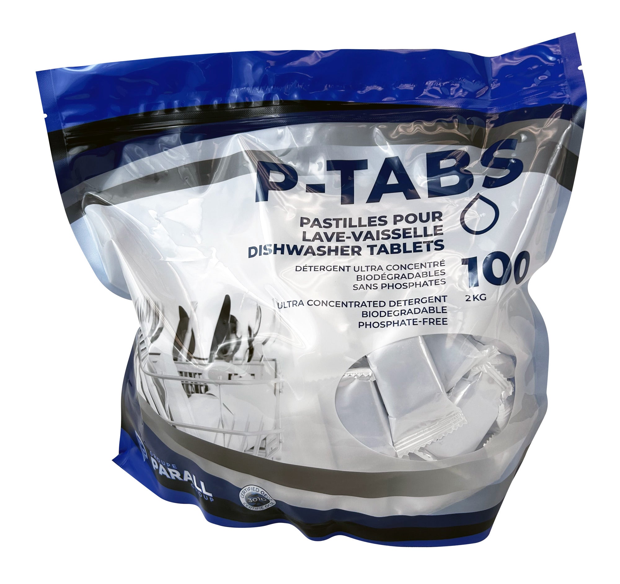Dishwasher Detergent Tablets Phosphate Free - Ultra Concentrated - Box of 100 - Parall P-TABS