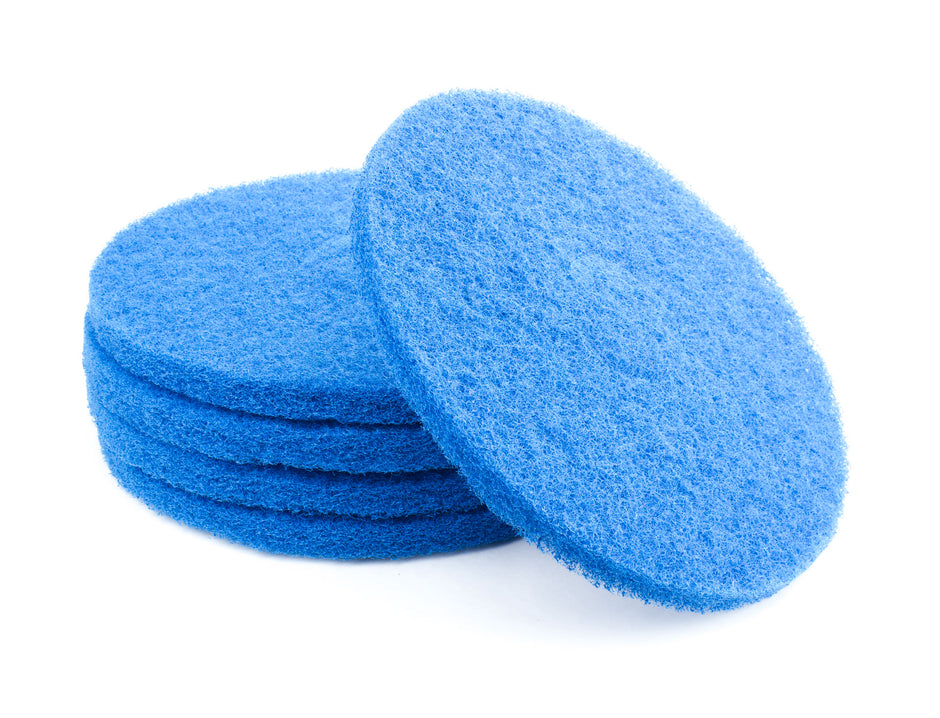 Floor Machine Pads - Super Clean - 14" (35.5 cm) - Blue - Box of 5 - 66261054241