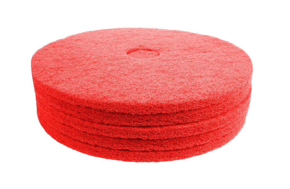 Floor Machine Pads - for Buffer - Spray Buff - 19" (48.2 cm) - Red - Box of 5 - 66261054278