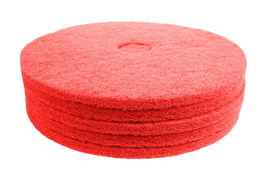 Floor Machine Pads - Super Polish - Spray Buff - 21" (53.3 cm) - Red - Box of 5 - 66261054280