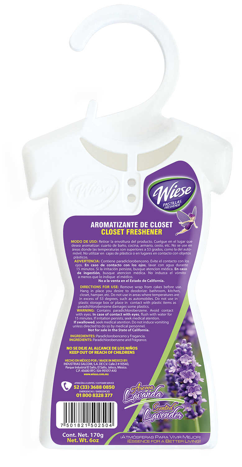 Drawer and Closet Freshener - Lavender Scent - 6 oz (170 g) - Wiese NPAV00