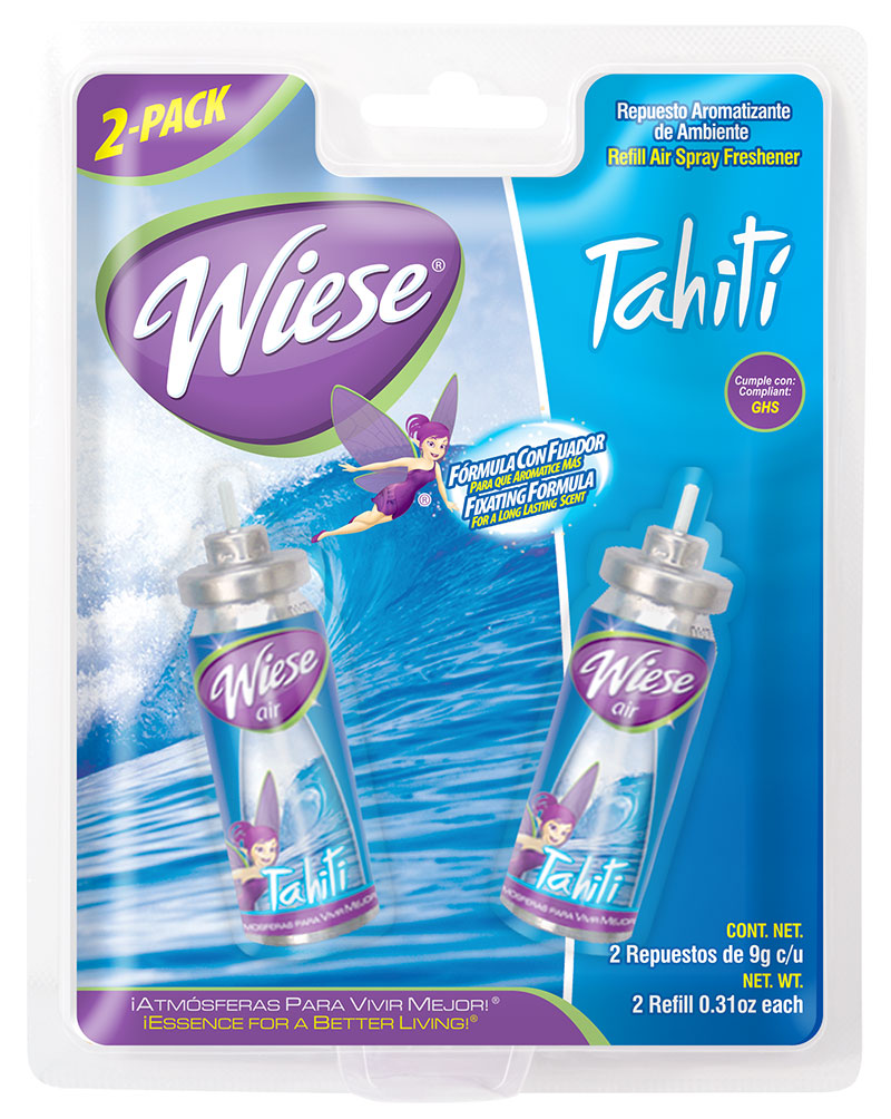 Refill for Air Spray Freshener for Mini Dispenser - Tahiti Scent - 2 Bottles of 0.31 oz (9 g) - Wiese NAEMS03