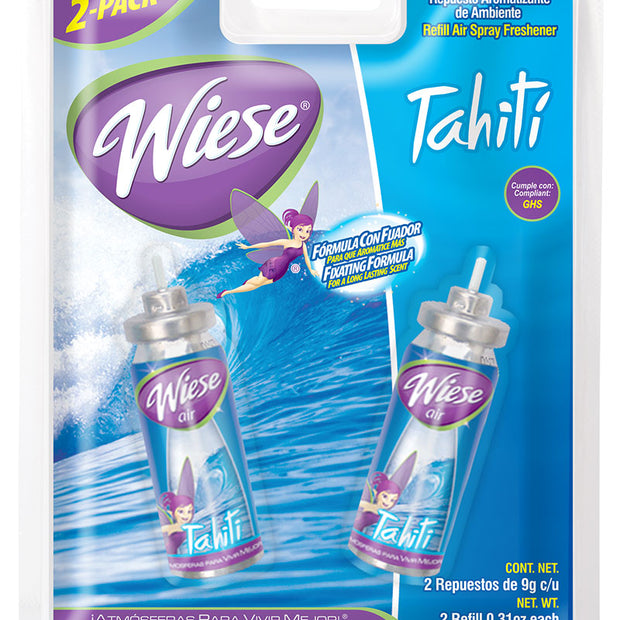 Refill for Air Spray Freshener for Mini Dispenser - Tahiti Scent - 2 Bottles of 0.31 oz (9 g) - Wiese NAEMS03