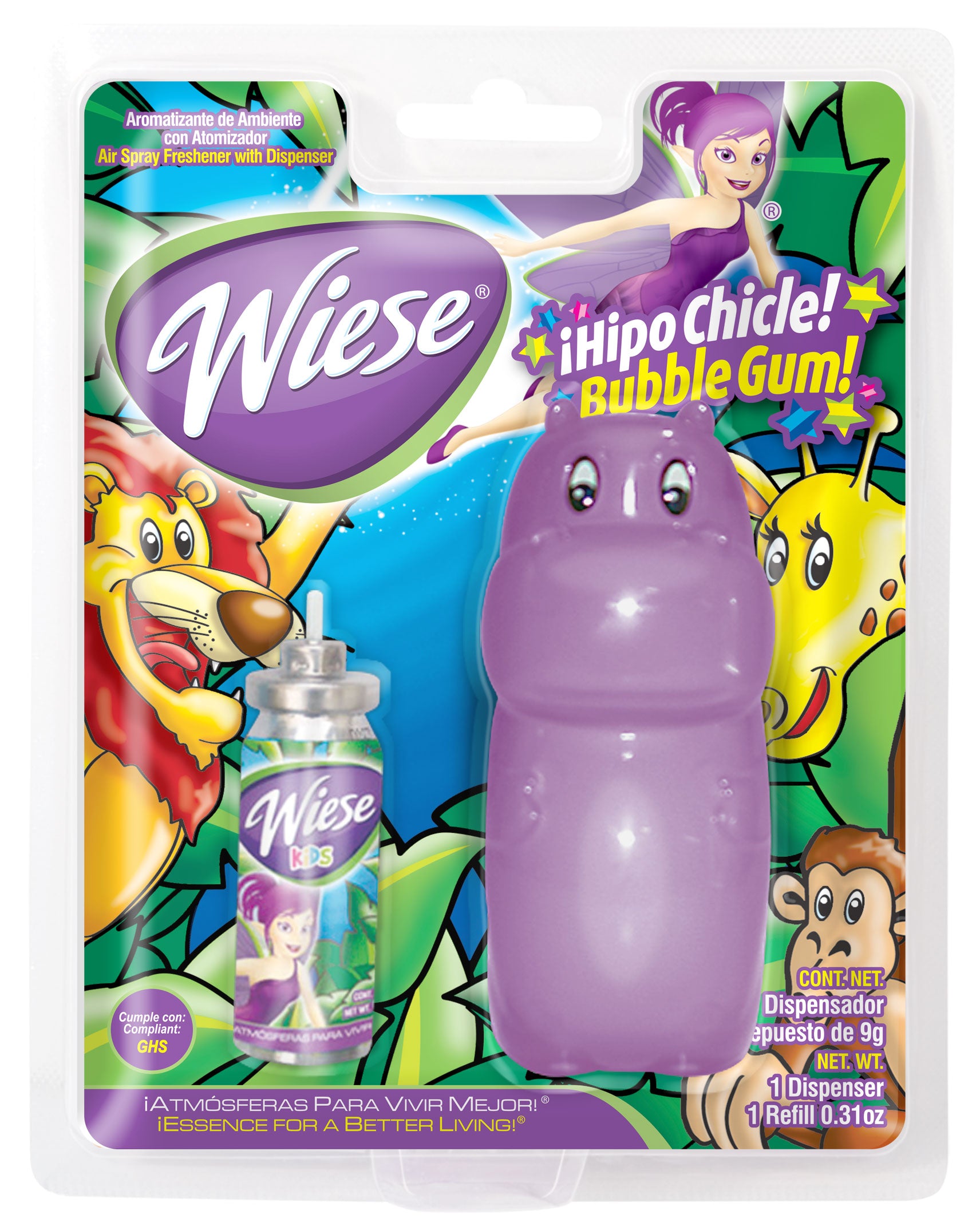 Air Spray Freshener with Mini Dispenser - Bubble Gum Scent - 0.31 oz (9 g) - Wiese NAEMS11