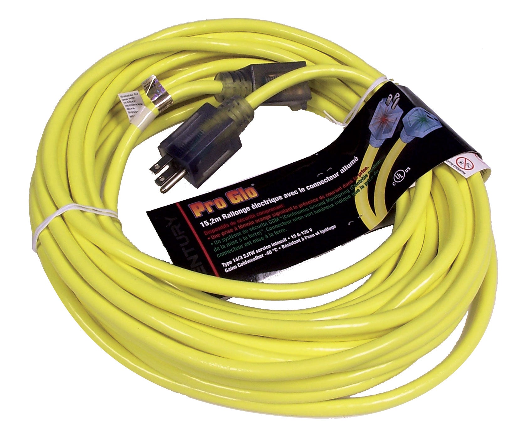 50' Commercial Electric Cord - 14/3 300v - Yellow