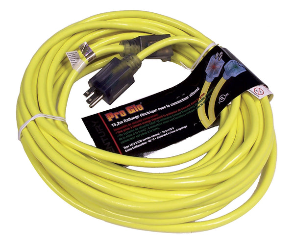 50' Commercial Electric Cord - 14/3 300v - Yellow