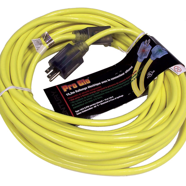 50' Commercial Electric Cord - 14/3 300v - Yellow