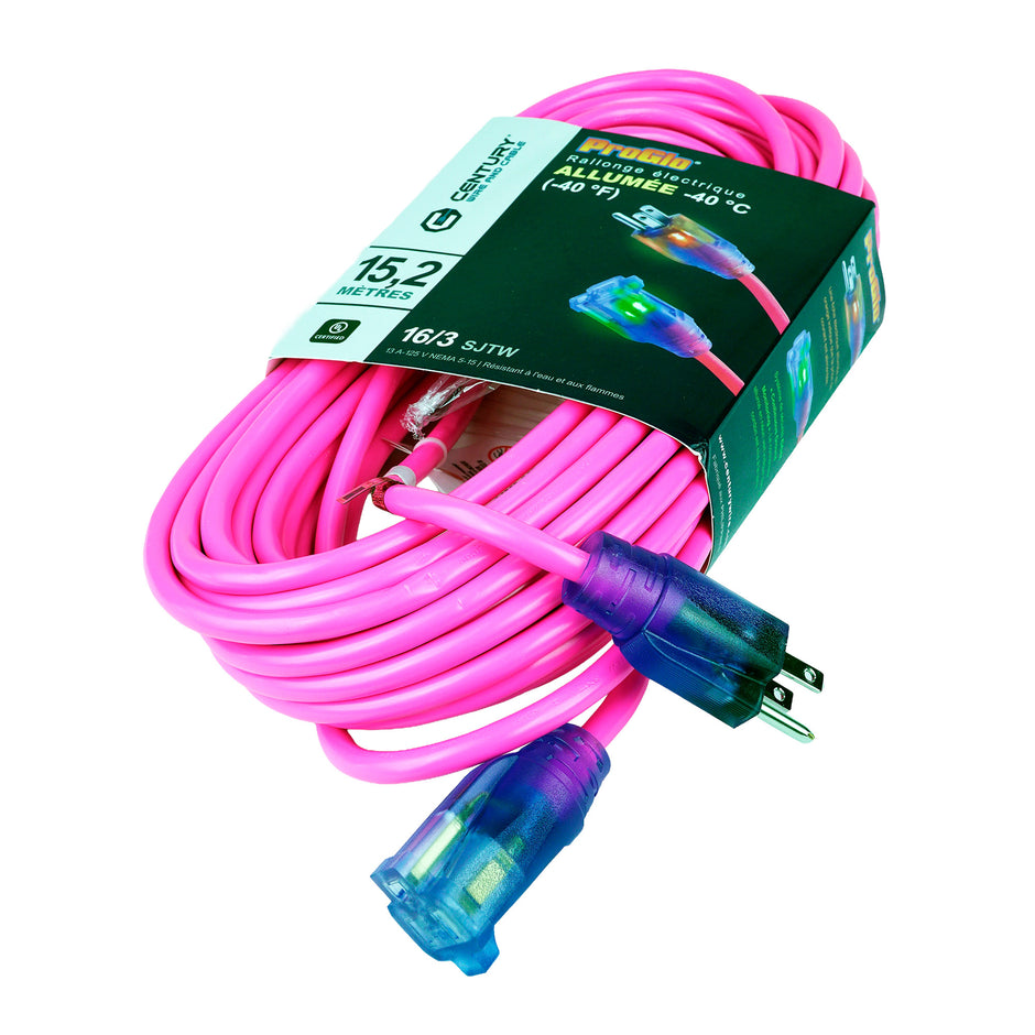 EXTENSION CORD 16/3 50'   PINK
